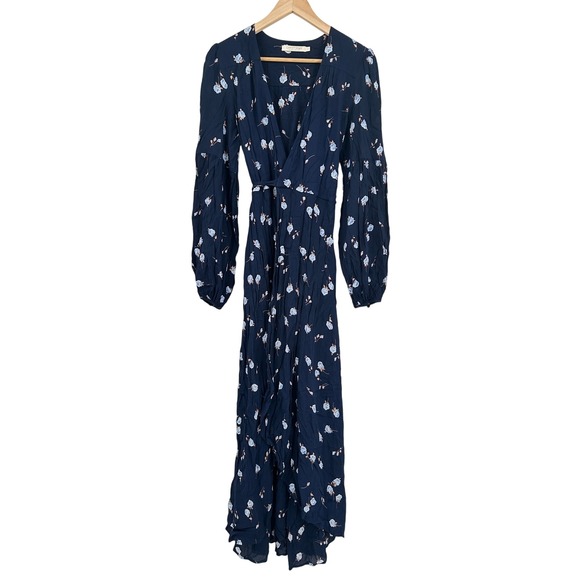 Christy Dawn Dresses & Skirts - Christy Dawn Bergen Dress Midnight Rose Navy Blue Floral Wrap Midi Long Sleeve L
